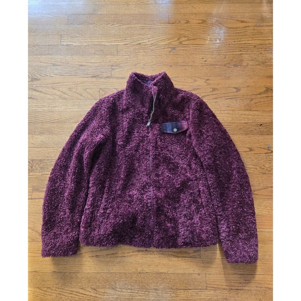 Pendleton Womens Burgundy Wool Blend Teddy Jacket Size Small